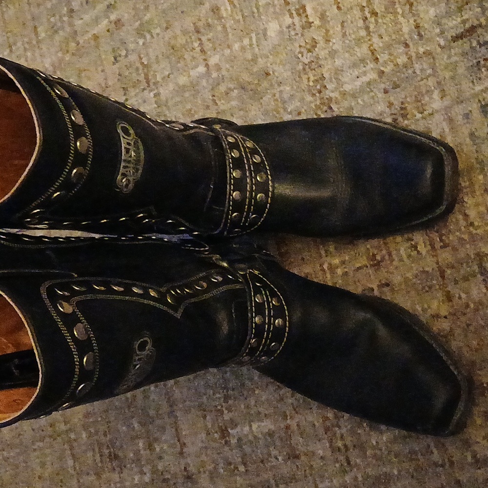 Sanchos Studded Leather Bike Boots Black Euro 39 Made In Spain